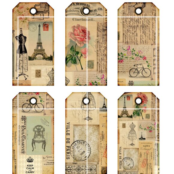 VTG Ephemera Tags & Bookmark Card Toppers Supply Scrapbook Junk Journal Crafts - Picture 1 of 2